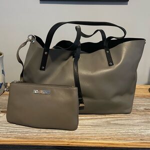 Tiffany & Co Reversible Gray Black Tote Bag with Removable Pouch NEW